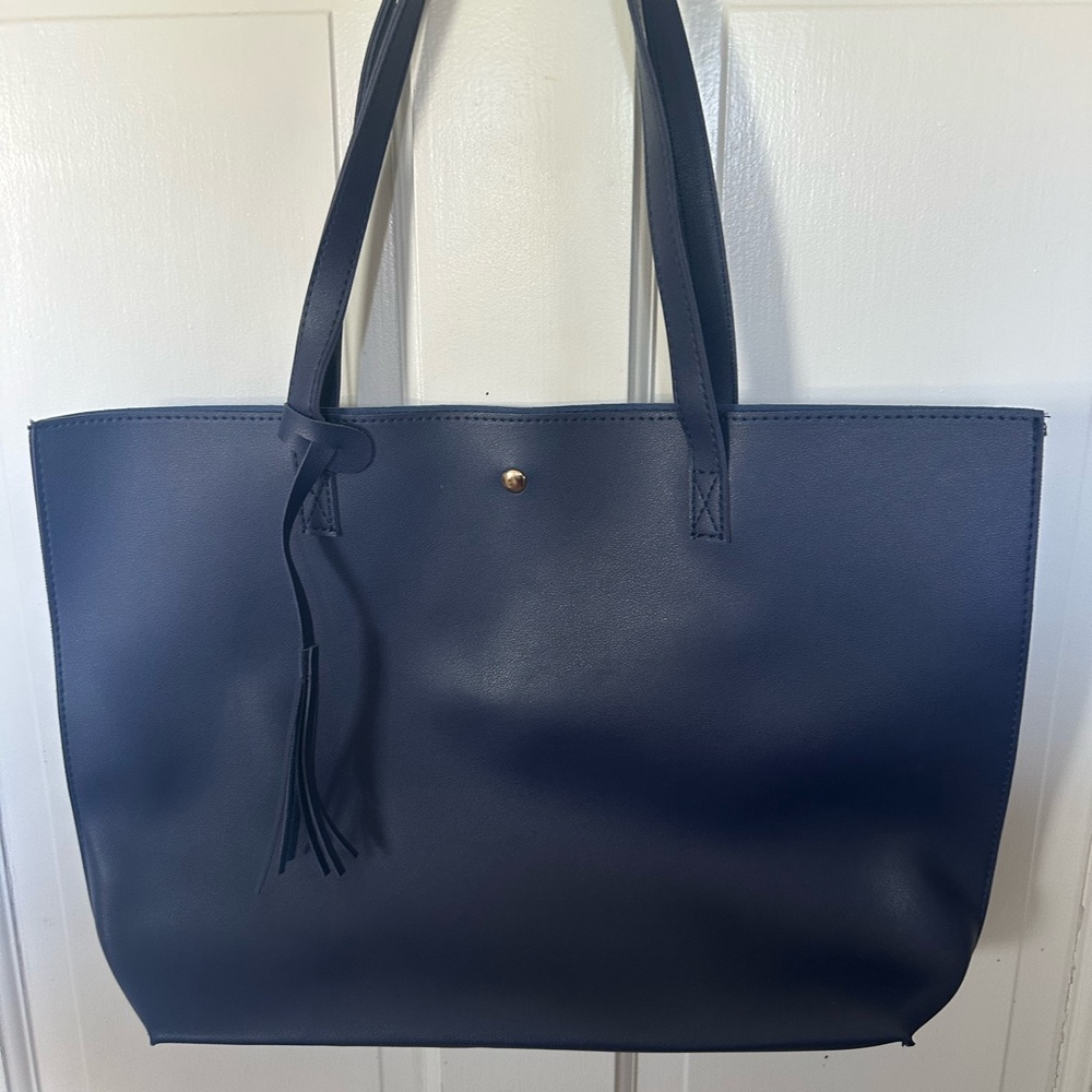 Navy Tassel Tote Bag for Women